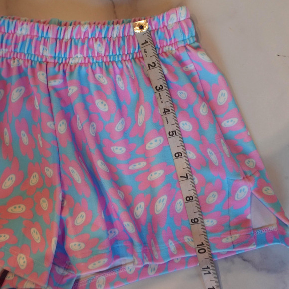 Frankies Bikinis Shorts Womens XS Pink Blue Coco Terry Daisy Dream Smiley Print - Picture 10 of 13